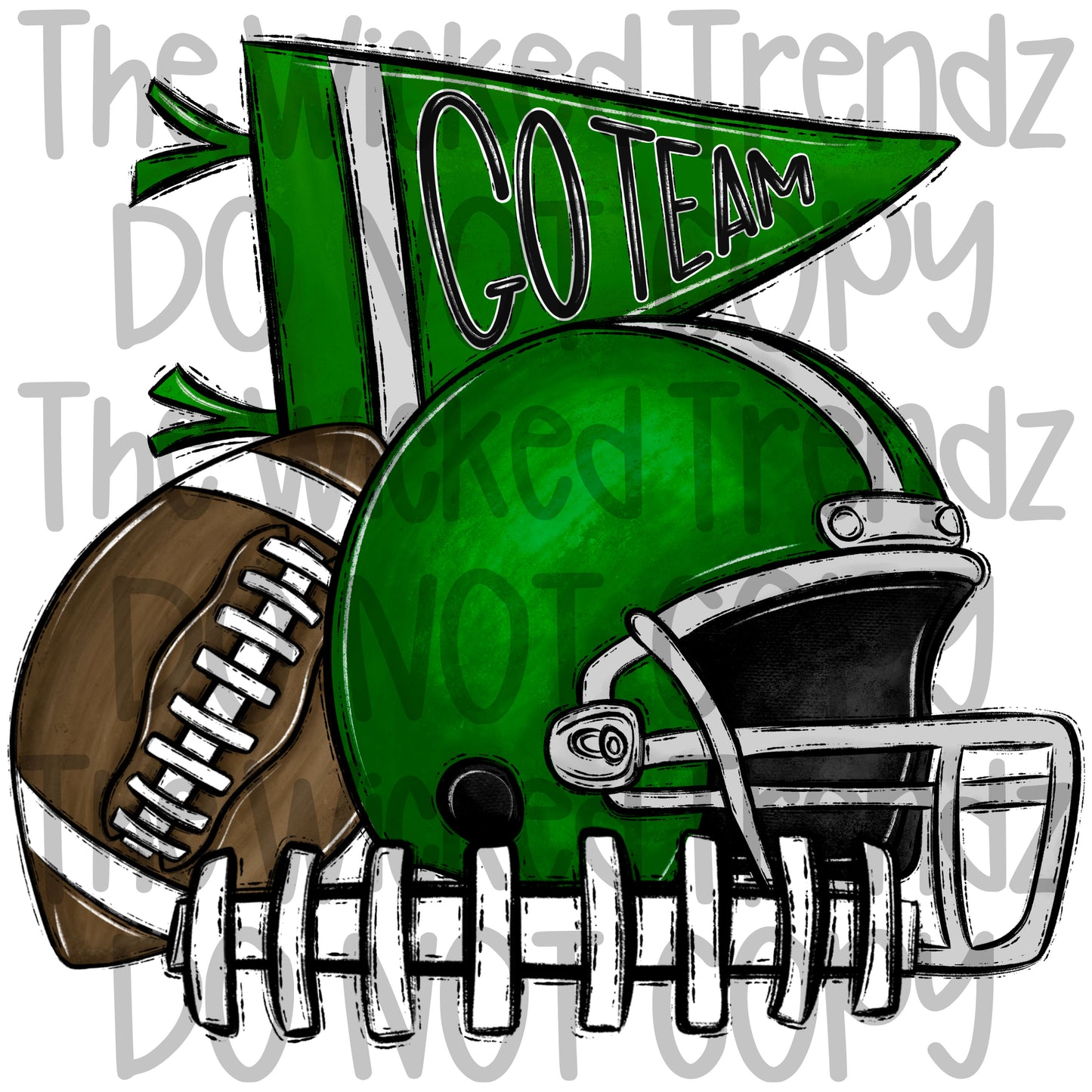 Hunter Green Football Cheer Team Digital Design