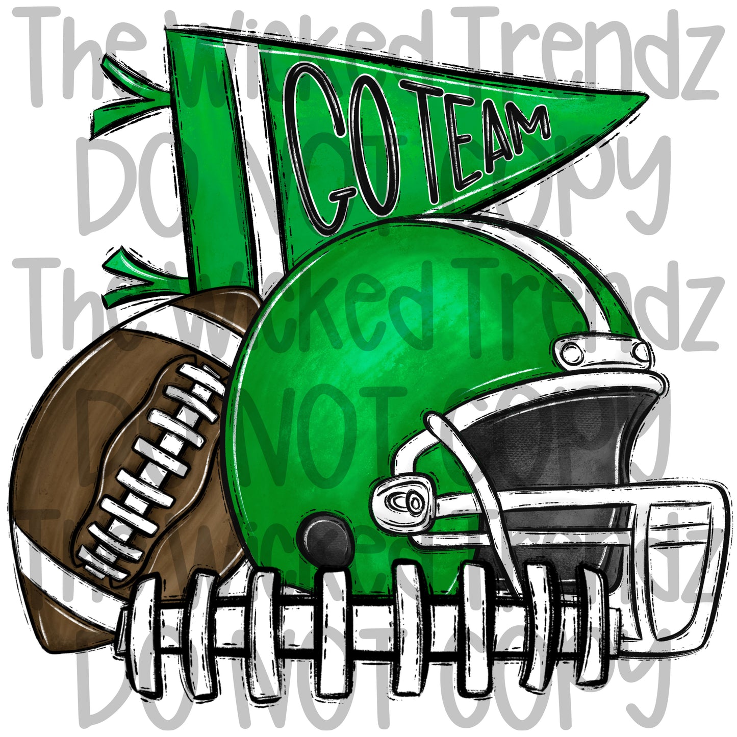 Green Football Cheer Team Digital Design