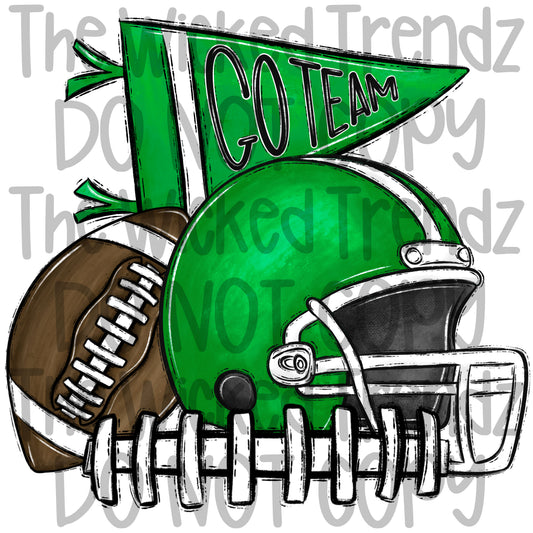 Green Football Cheer Team Digital Design
