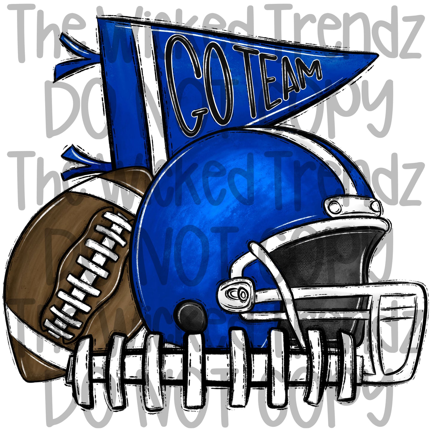 Blue Football Cheer Team Digital Design