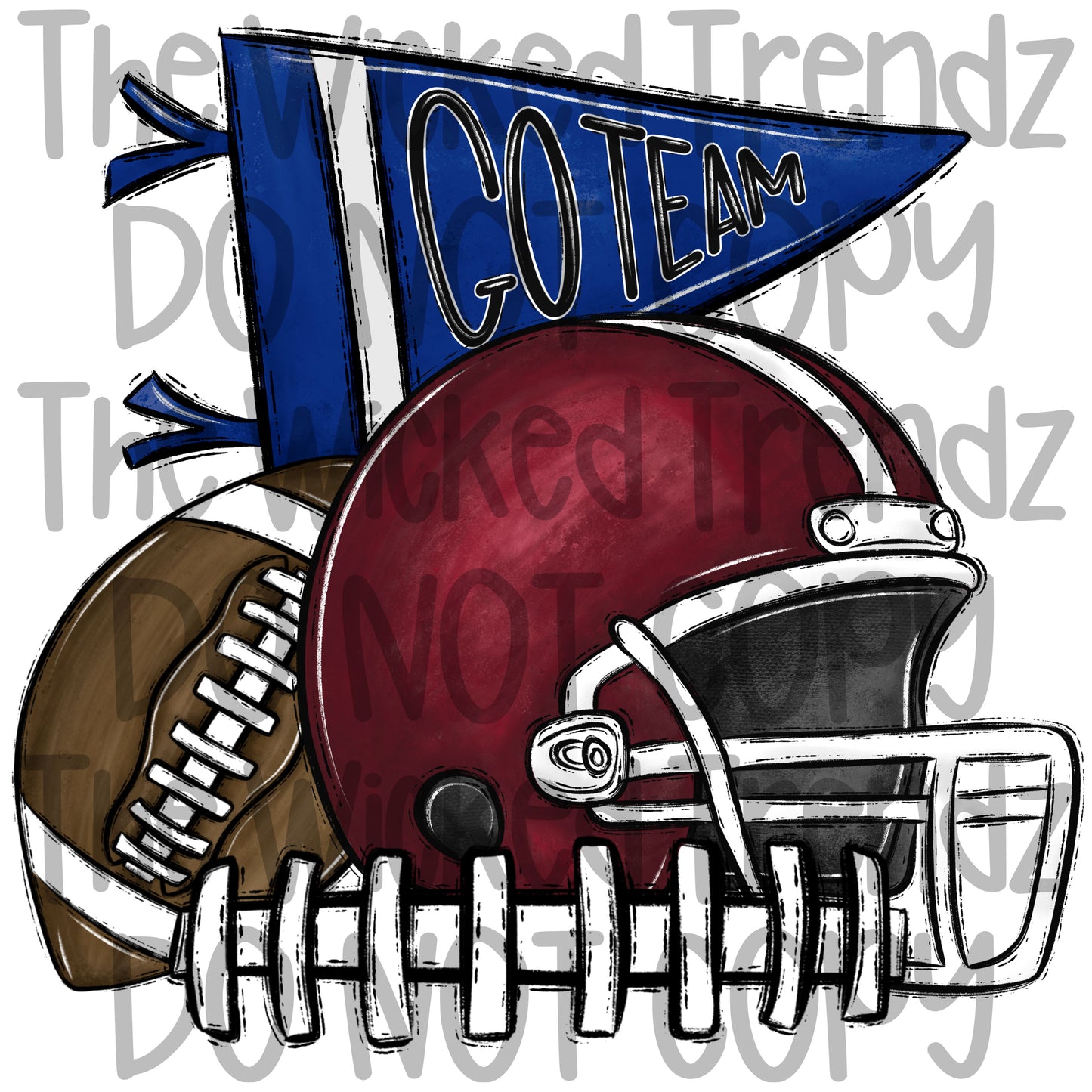 Navy Blue and Maroon Football Cheer Team Digital Design