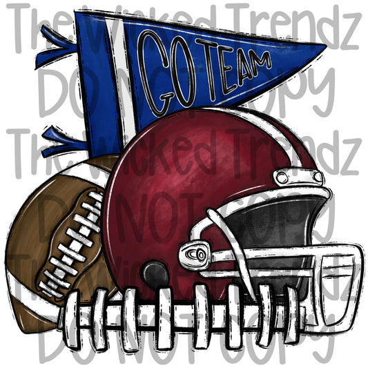 Navy Blue and Maroon Football Cheer Team Digital Design
