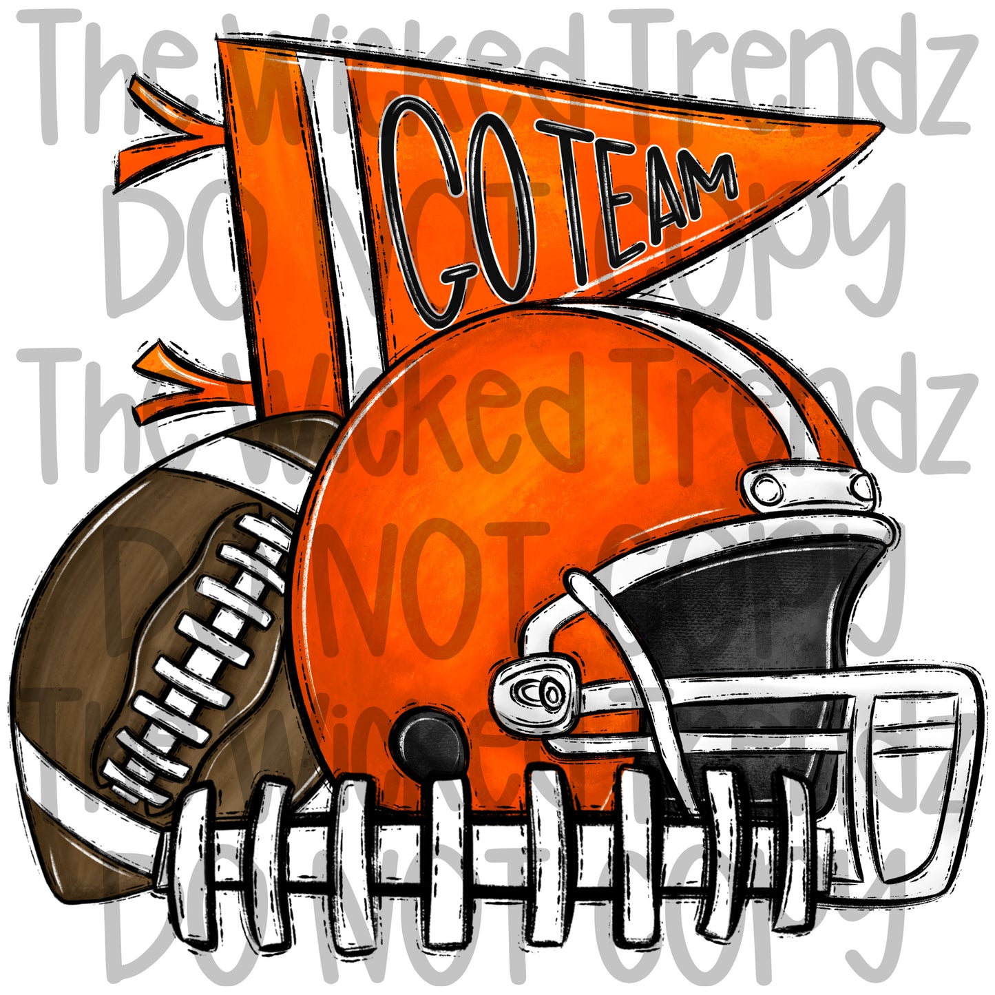 Orange Football Cheer Team Digital Design