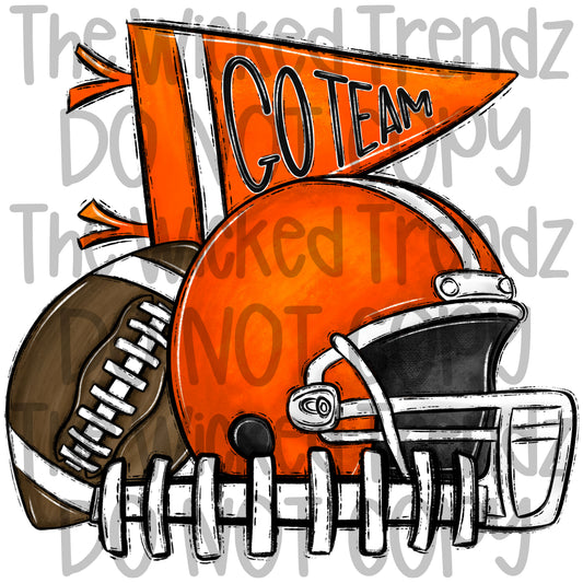 Orange Football Cheer Team Digital Design