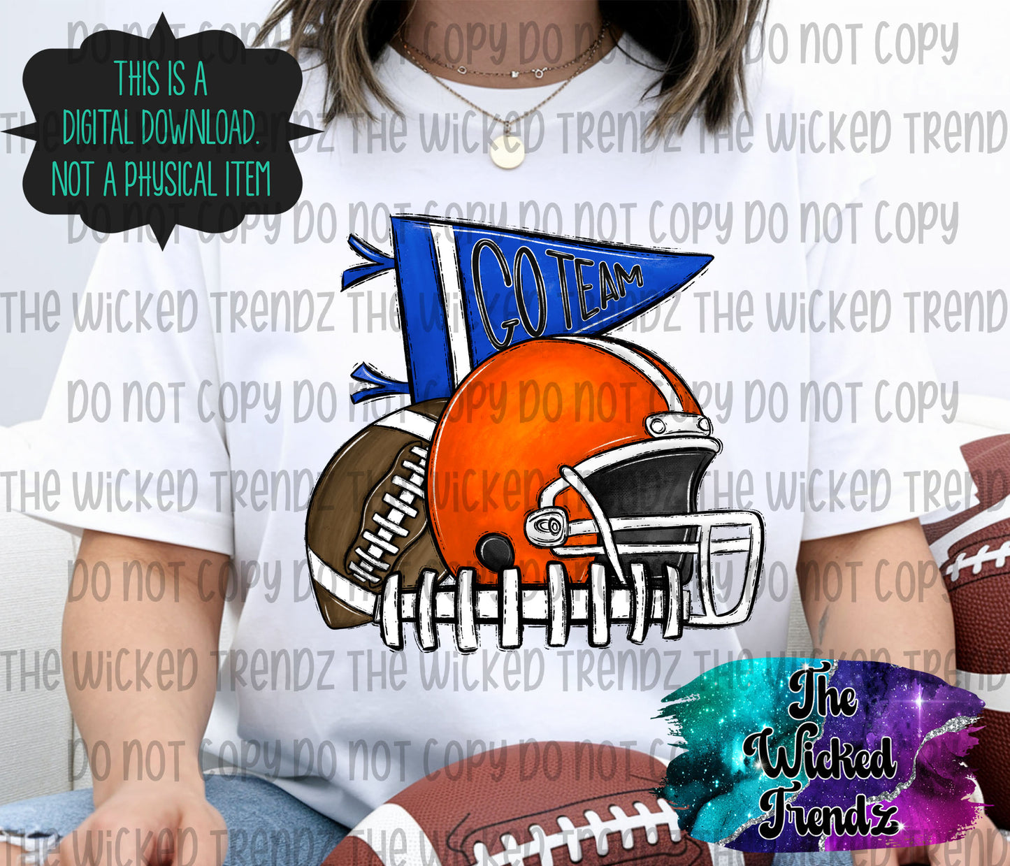 Orange and Blue Football Cheer Team Digital Design