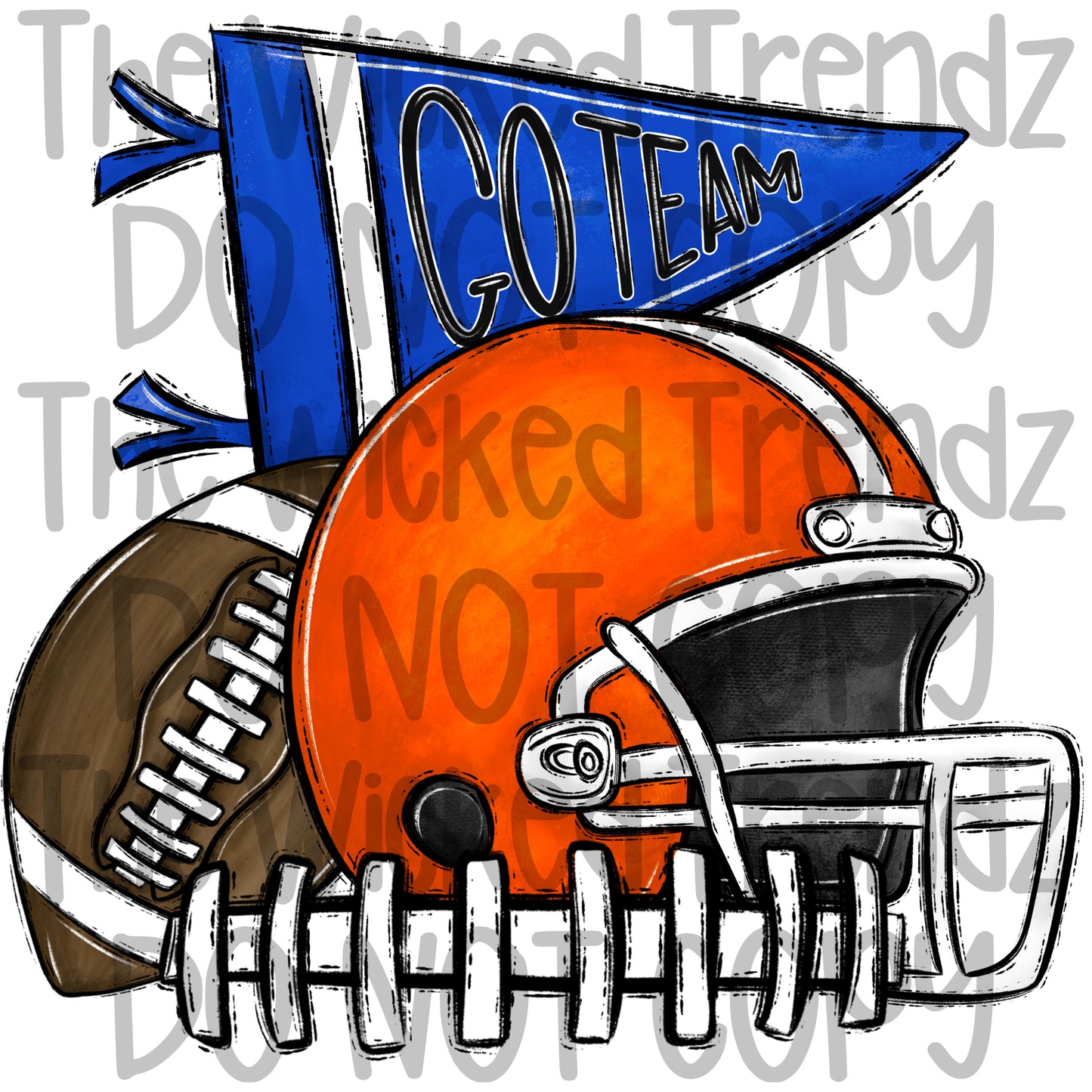 Orange and Blue Football Cheer Team Digital Design