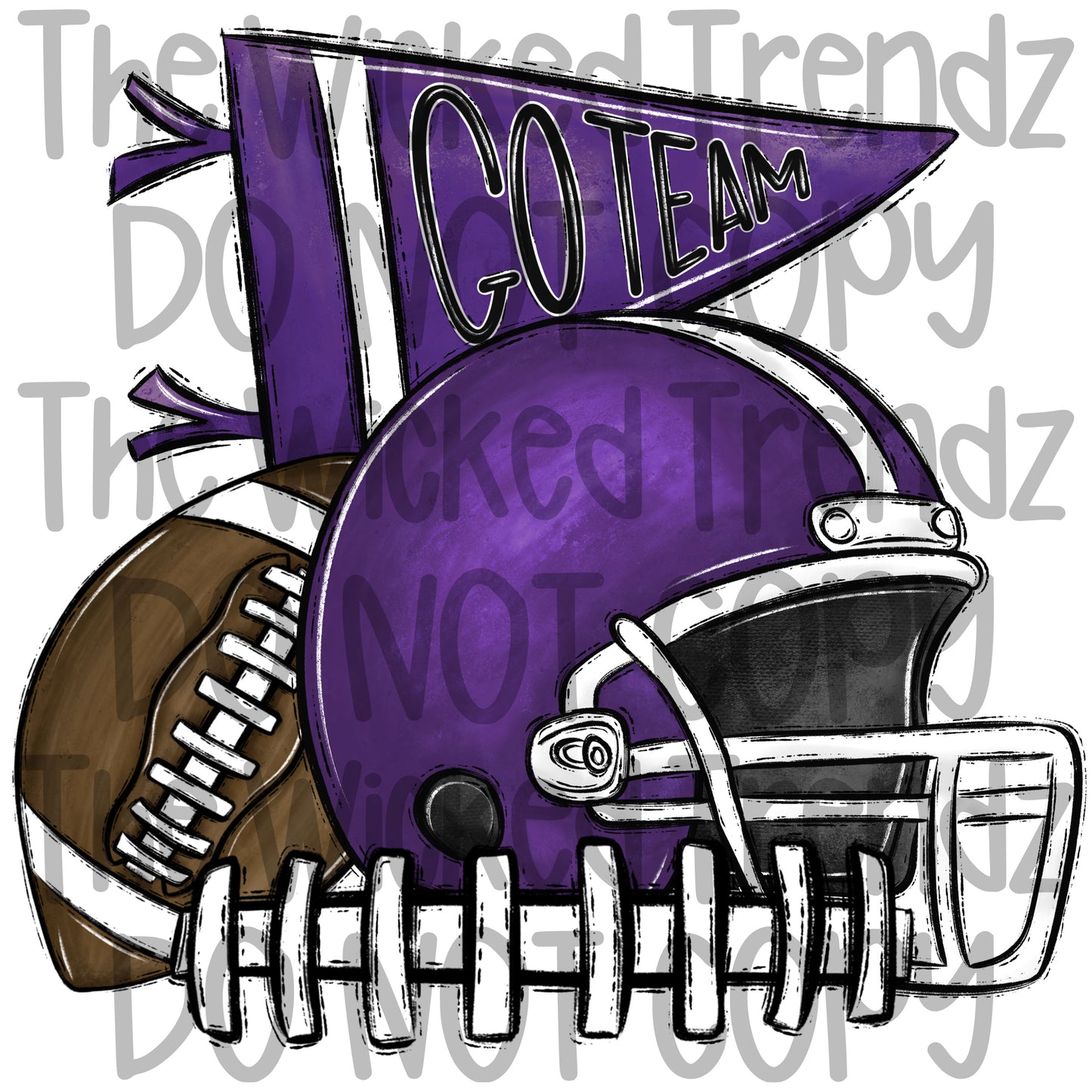 Purple Football Cheer Team Digital Design