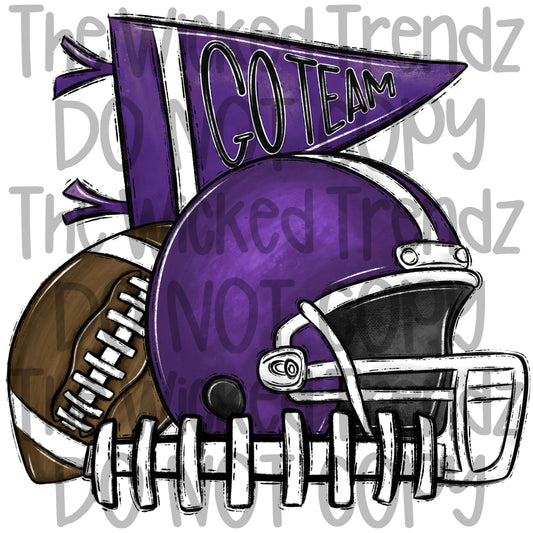 Purple Football Cheer Team Digital Design