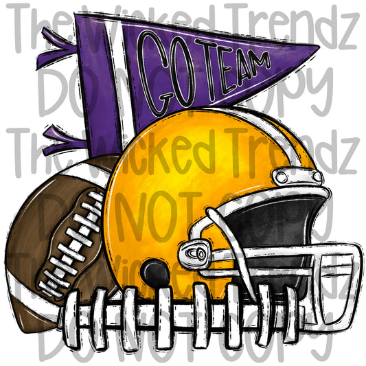 Purple and Yellow Gold Football Cheer Team Digital Design