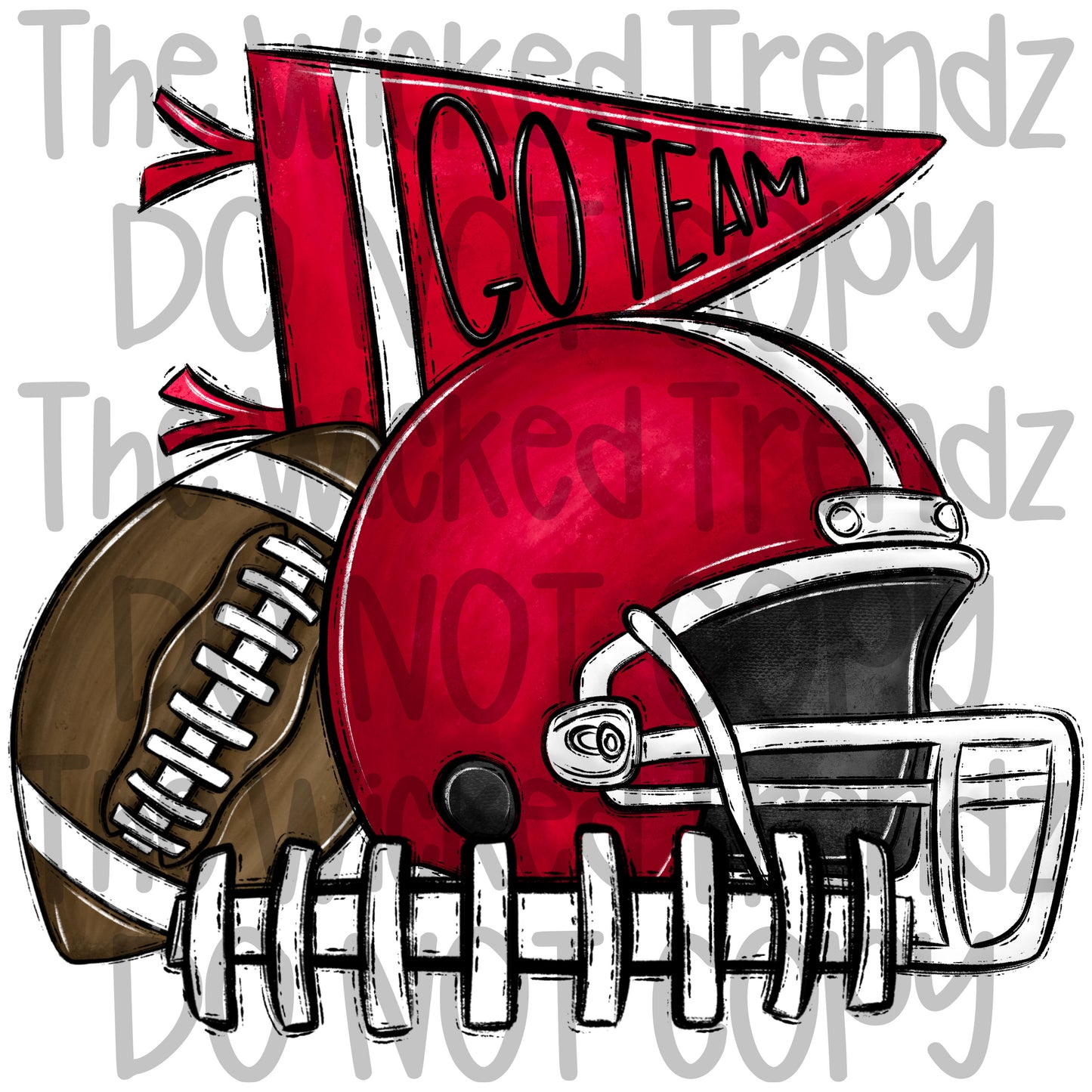 Red Football Cheer Team Digital Design