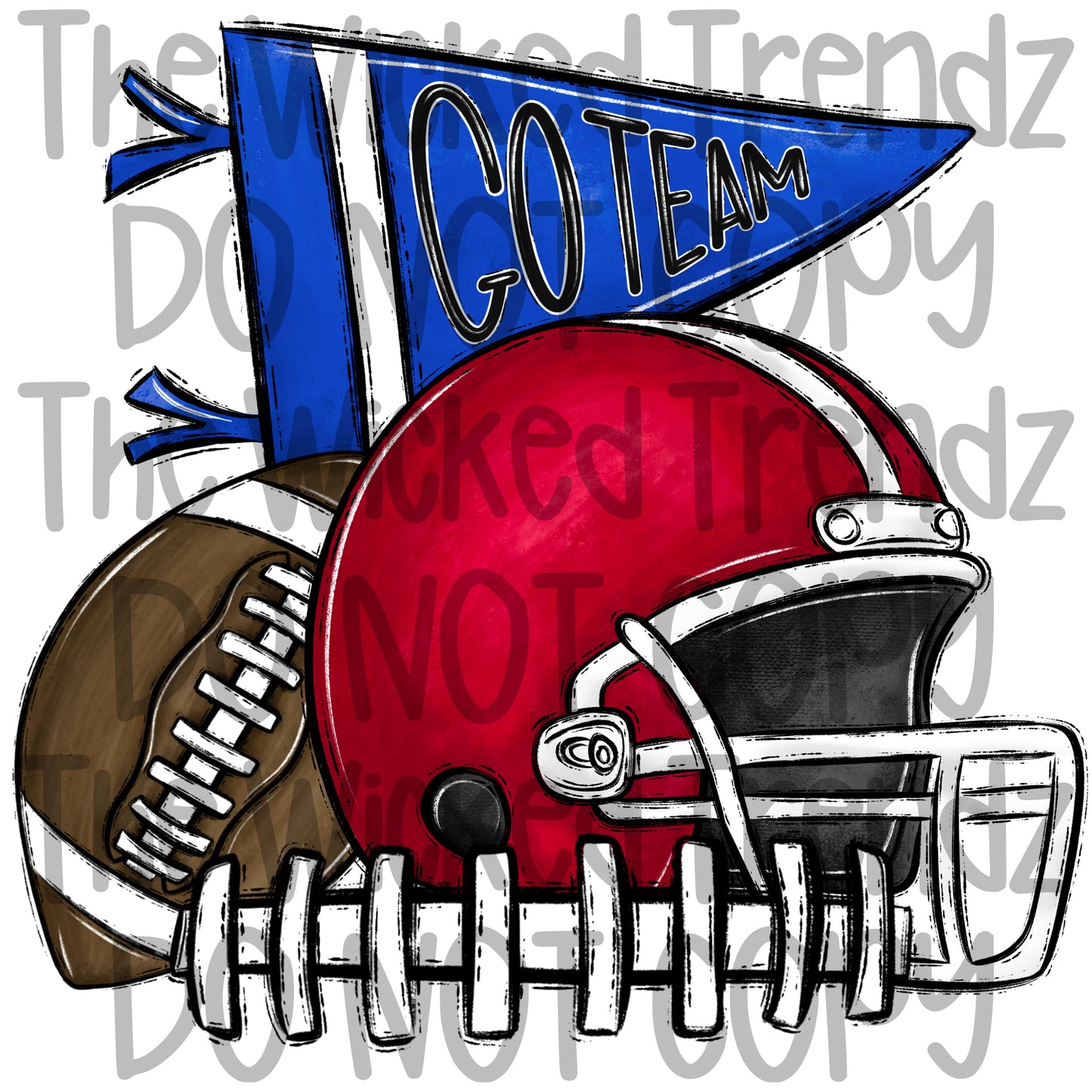 Red and Blue Football Cheer Team Digital Design