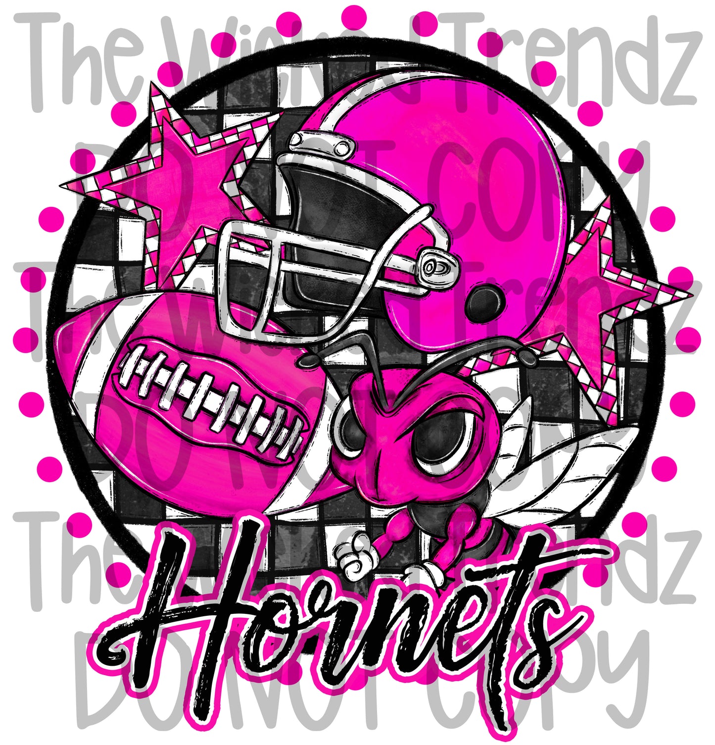 Hornets Pink Out Football Cheer Mascot Digital Design October Awareness