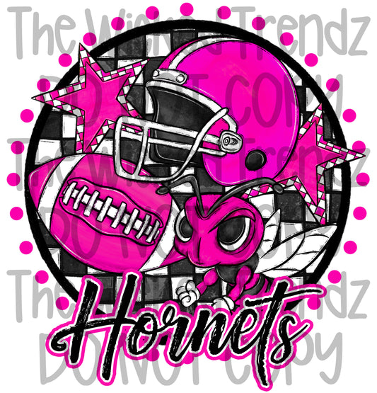 Hornets Pink Out Football Cheer Team Mascot Digital Design October Awareness