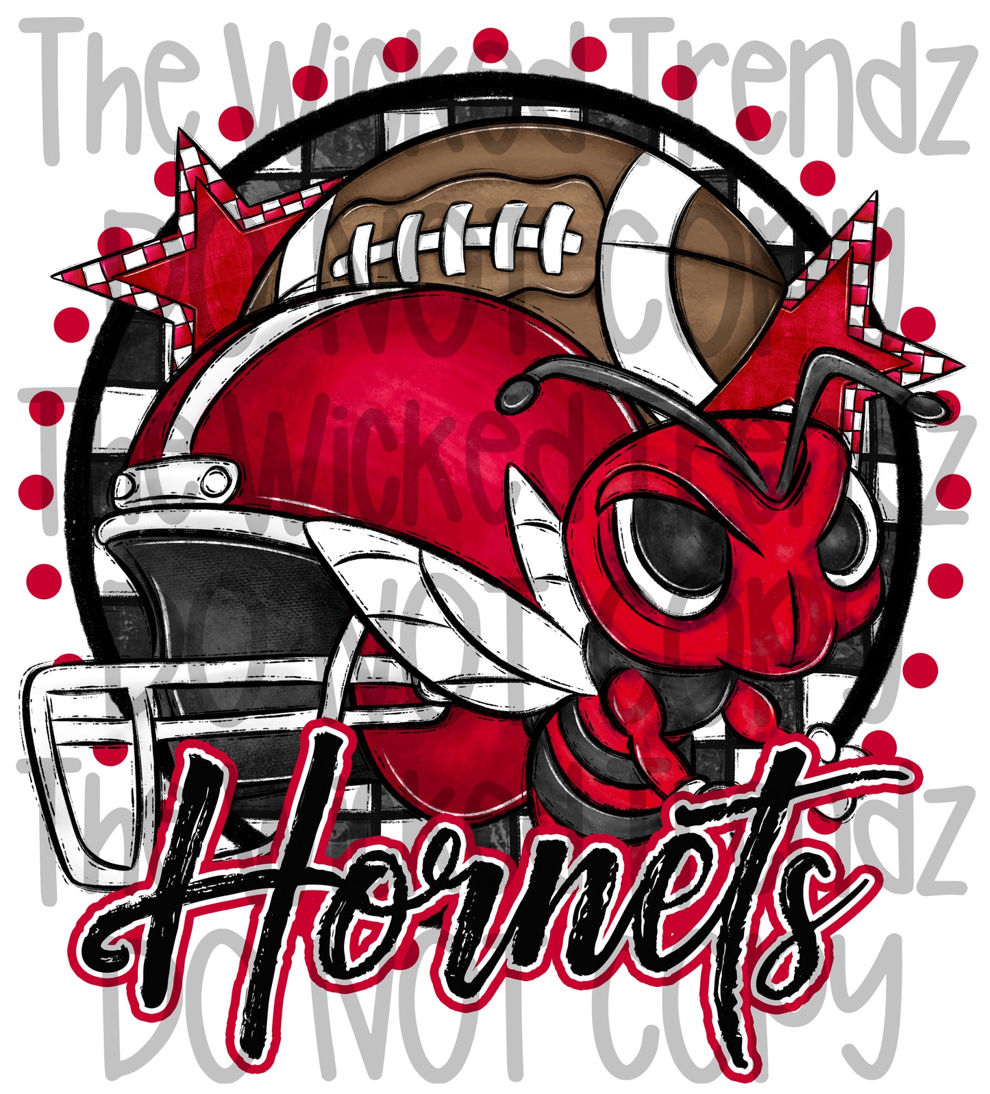 Red Hornets Football Mascot Digital Design