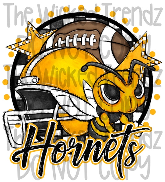 Yellow Hornets Football Mascot Digital Design