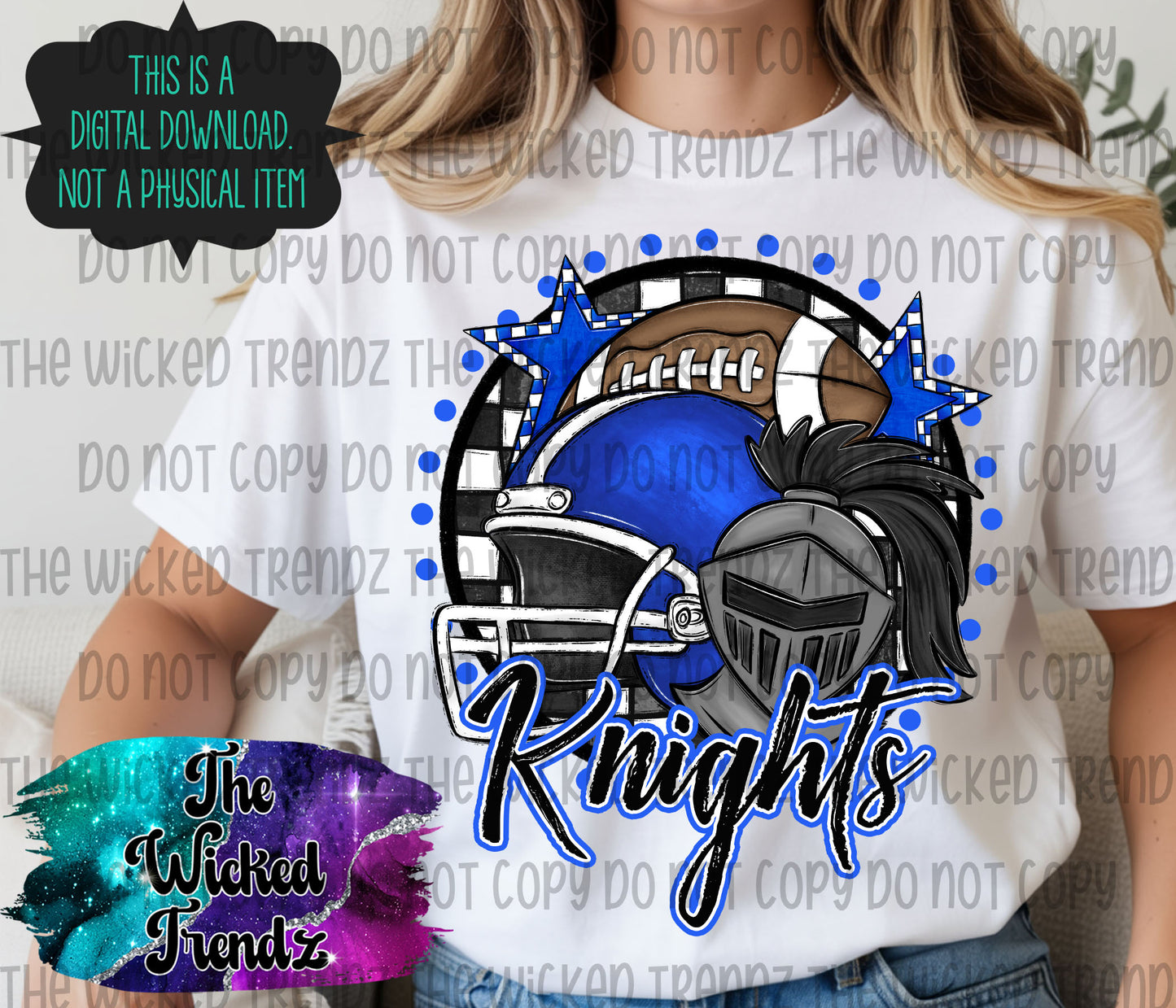 Knights Blue Football Mascot Digital Design