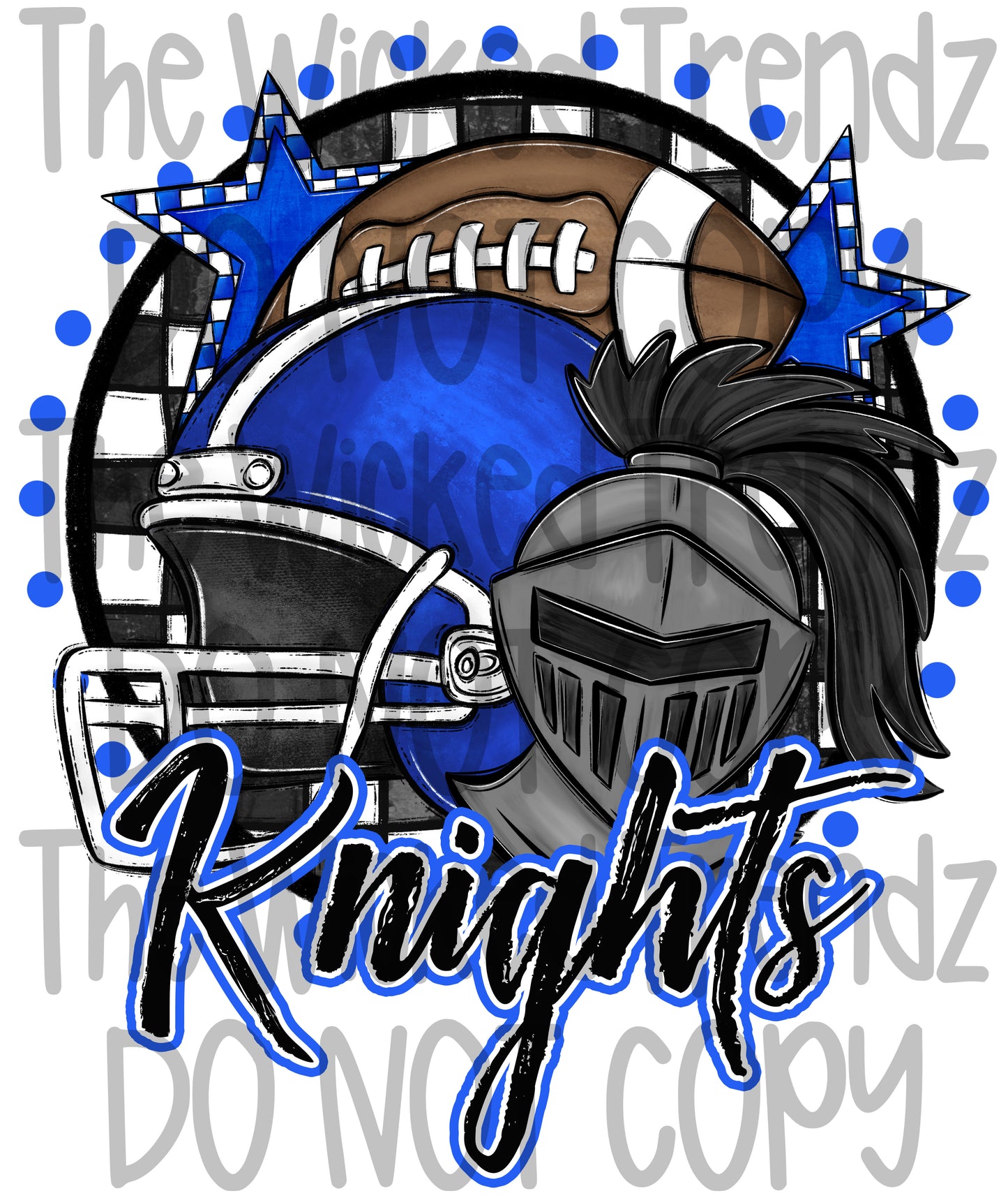 Knights Blue Football Mascot Digital Design