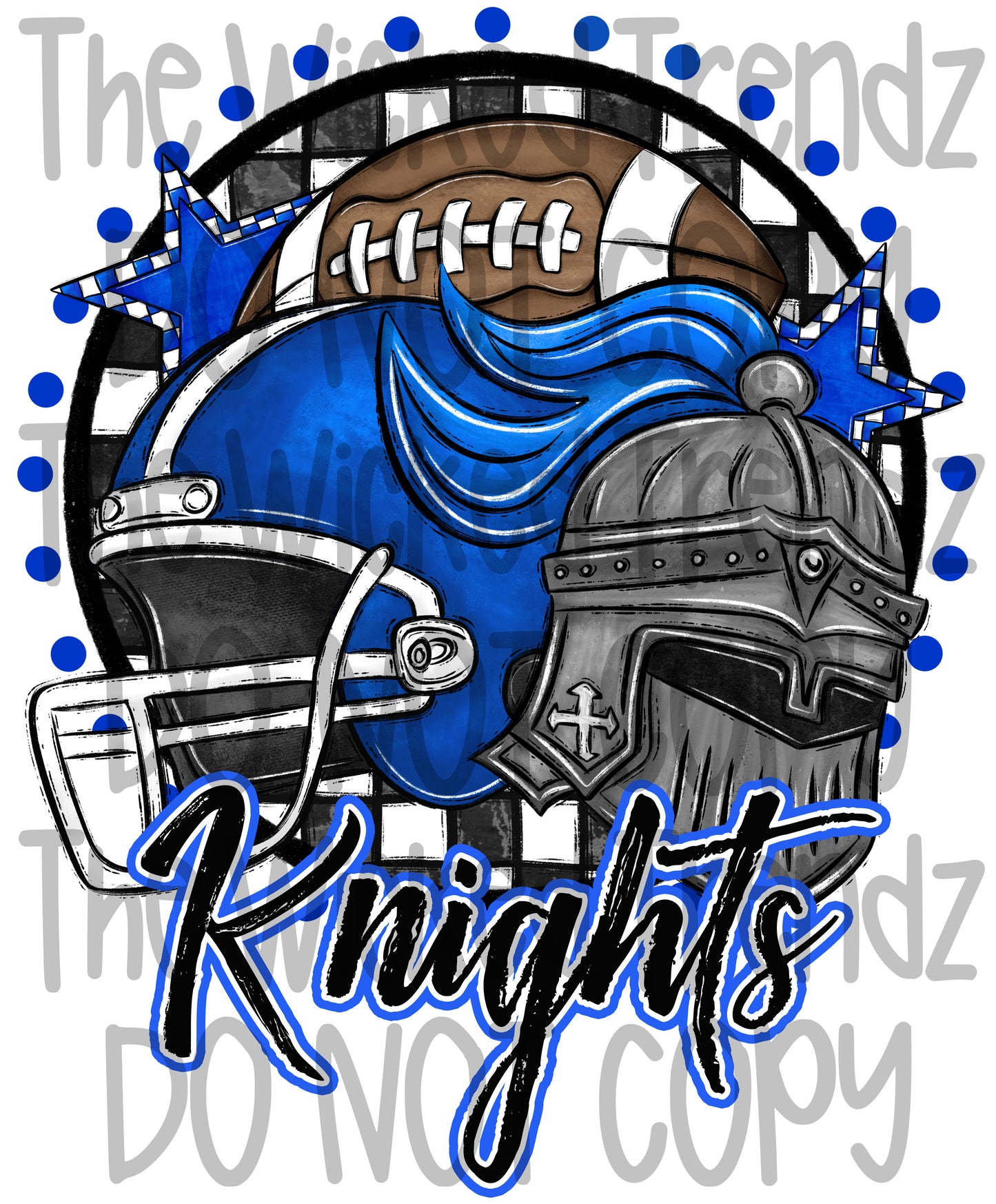 Knights Blue Football Mascot Digital Design