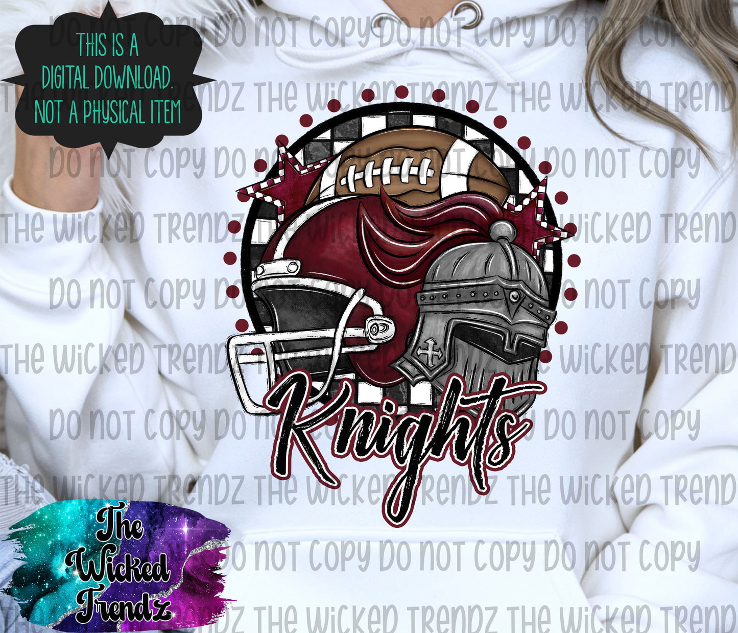Knights Maroon Football Mascot Digital Design