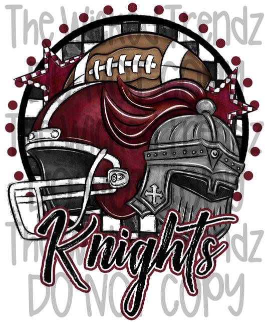 Knights Maroon Football Team Mascot Digital Design