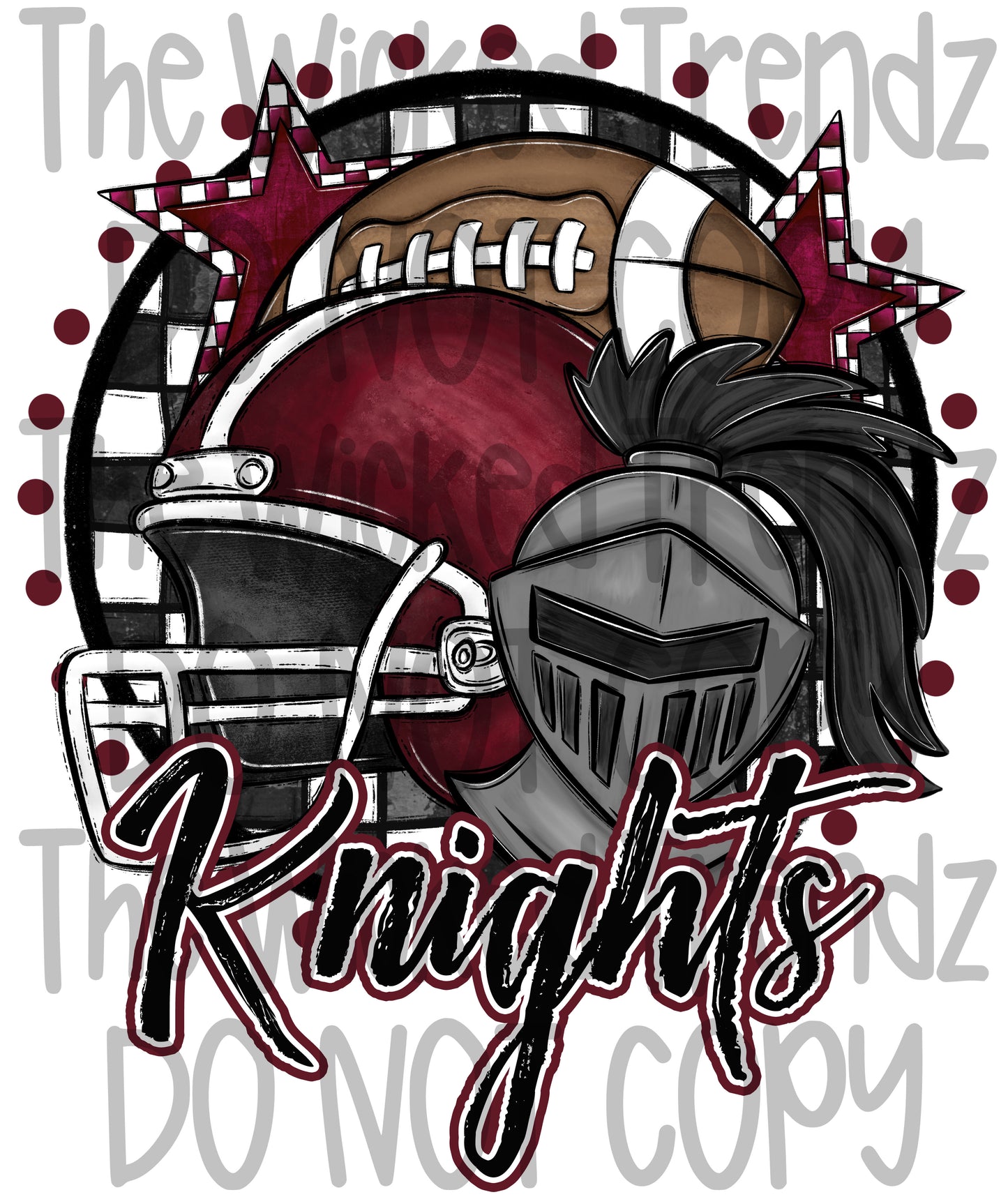 Knights Maroon Football Mascot Digital Design