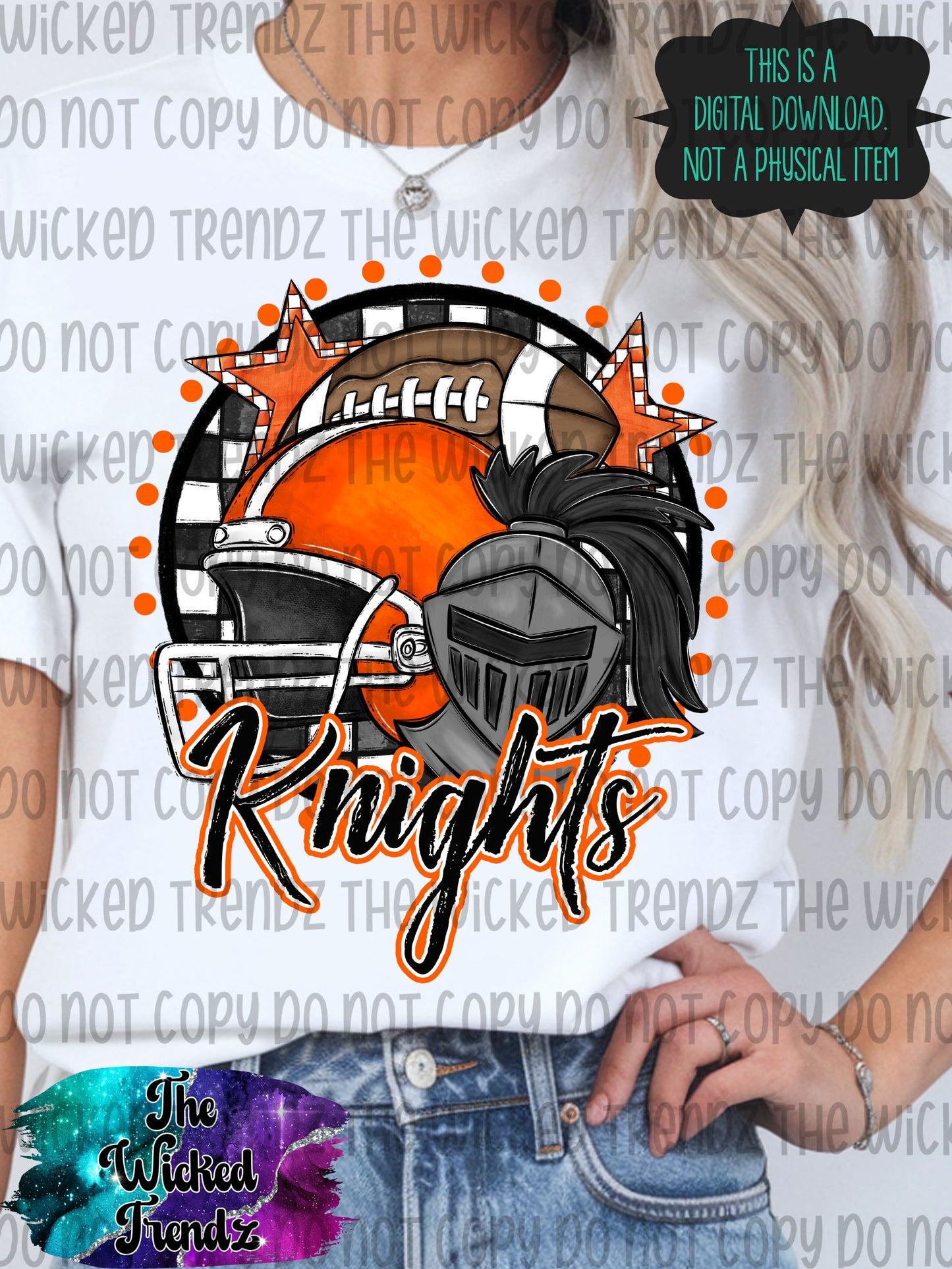 Knights Orange Football Mascot Digital Design