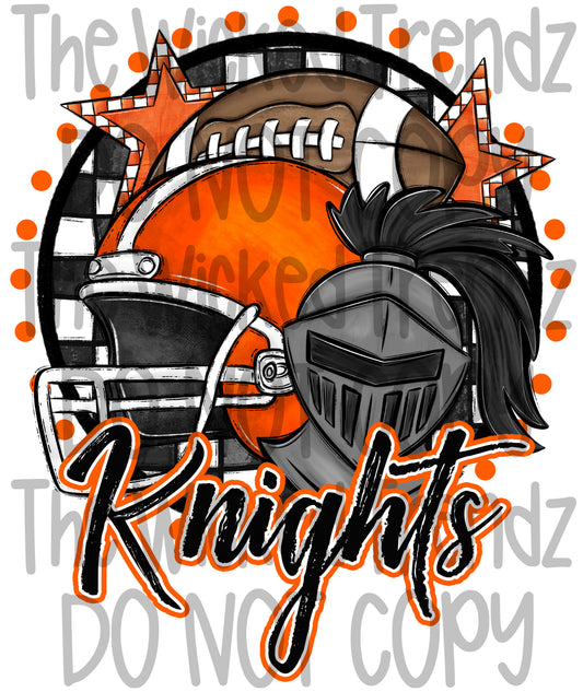 Knights Orange Football Team Mascot Digital Design