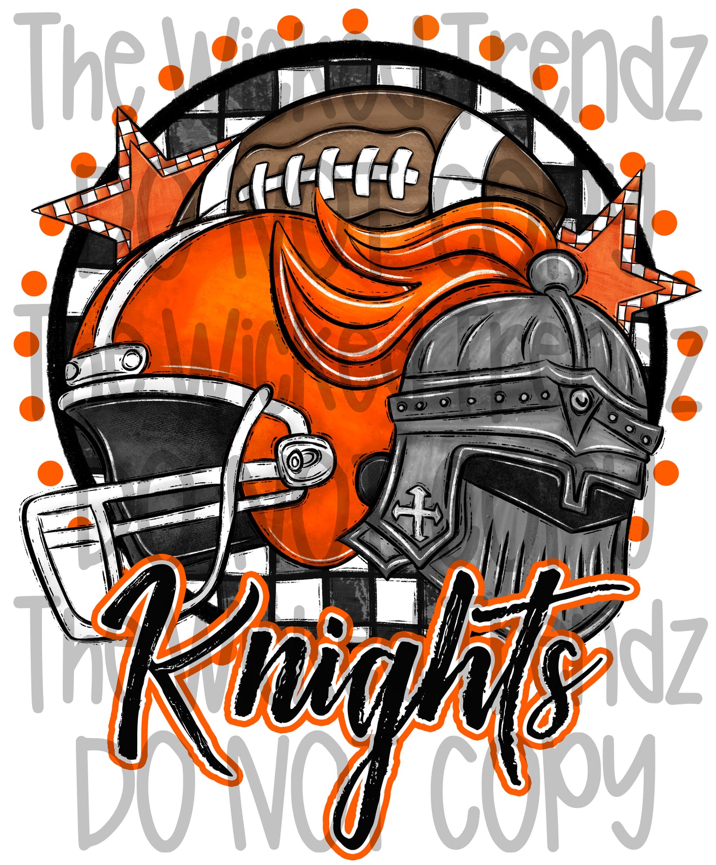 Knights Orange Football Mascot Digital Design