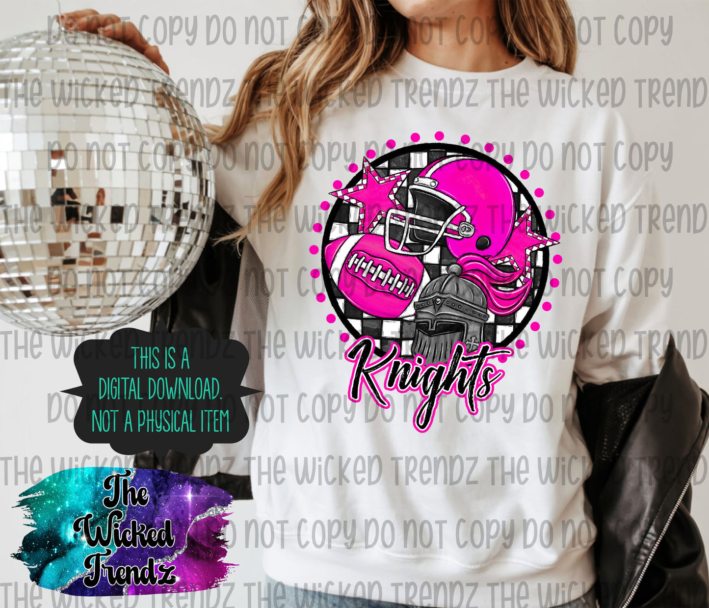 Knights Pink Out Football Cheer Mascot Digital Design October Awareness