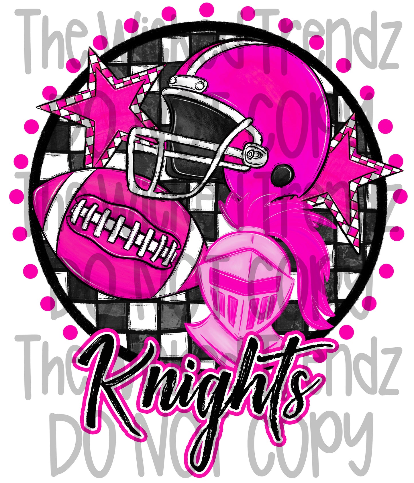 Knights Pink Out Football Cheer Mascot Digital Design October Awareness
