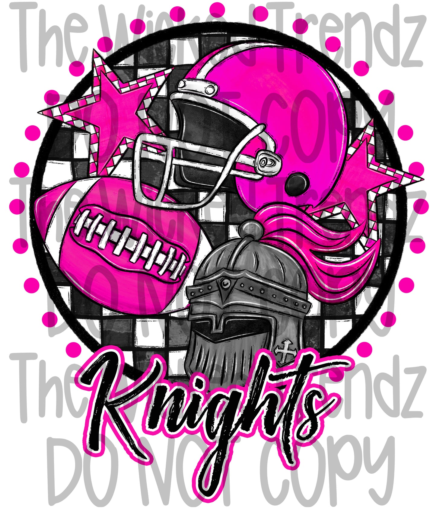 Knights Pink Out Football Cheer Mascot Digital Design October Awareness
