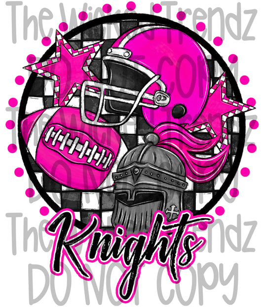 Knights Pink Out Football Cheer Team Mascot Digital Design October Awareness