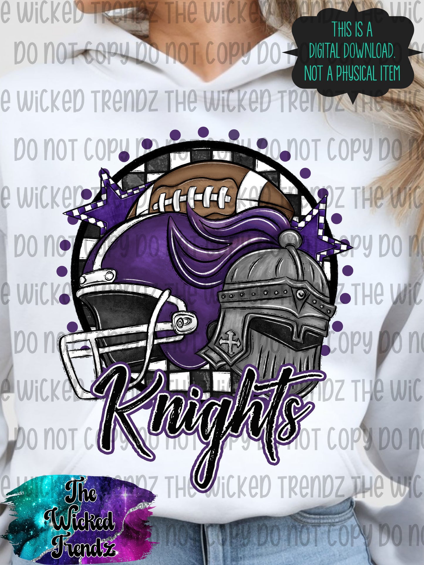 Knights Purple Football Mascot Digital Design