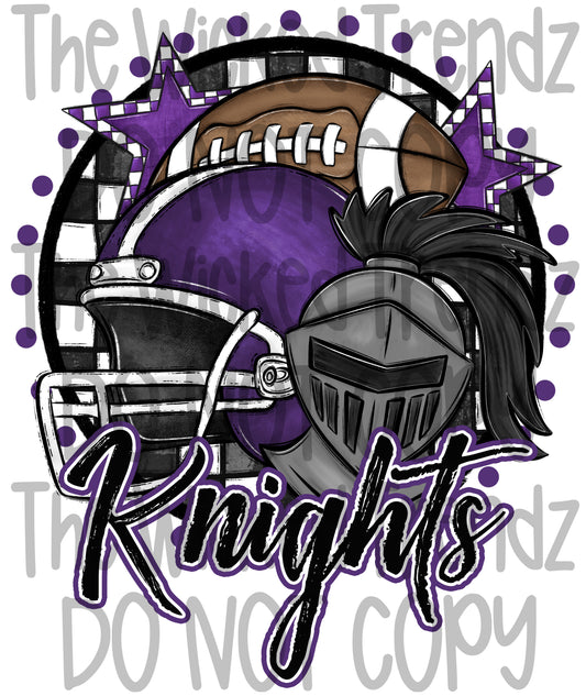 Knights Purple Football Team Mascot Digital Design