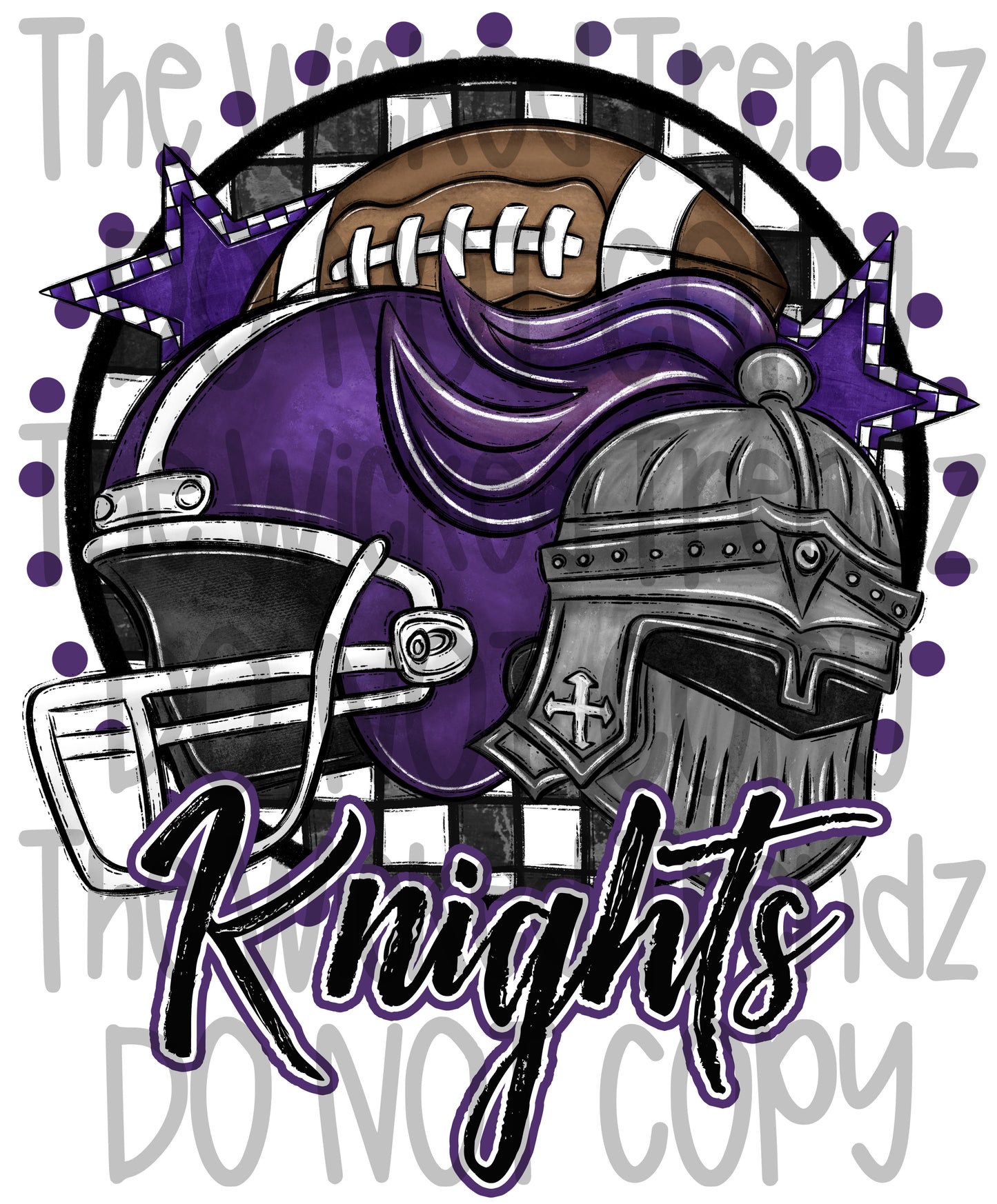 Knights Purple Football Mascot Digital Design