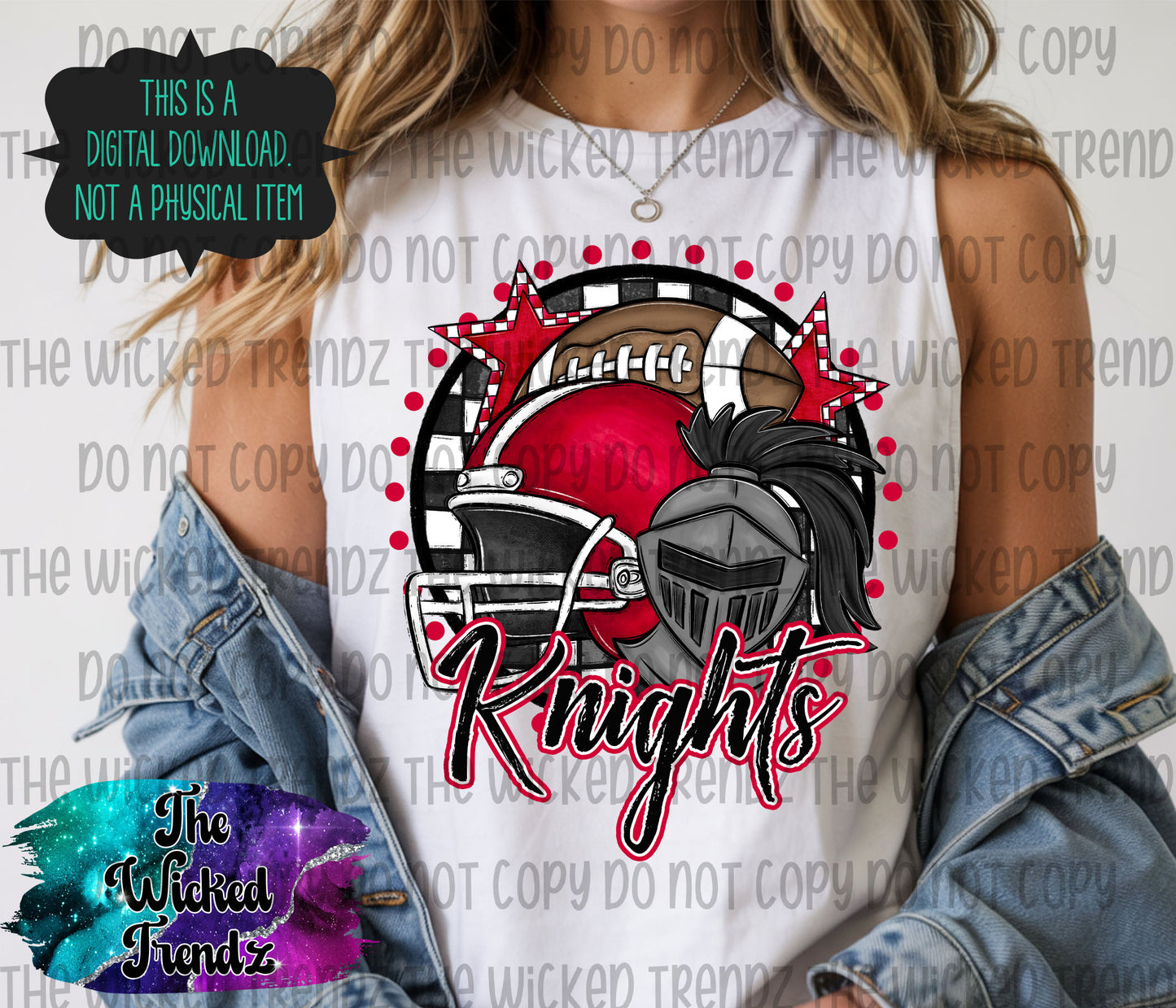 Knights Red Football Mascot Digital Design