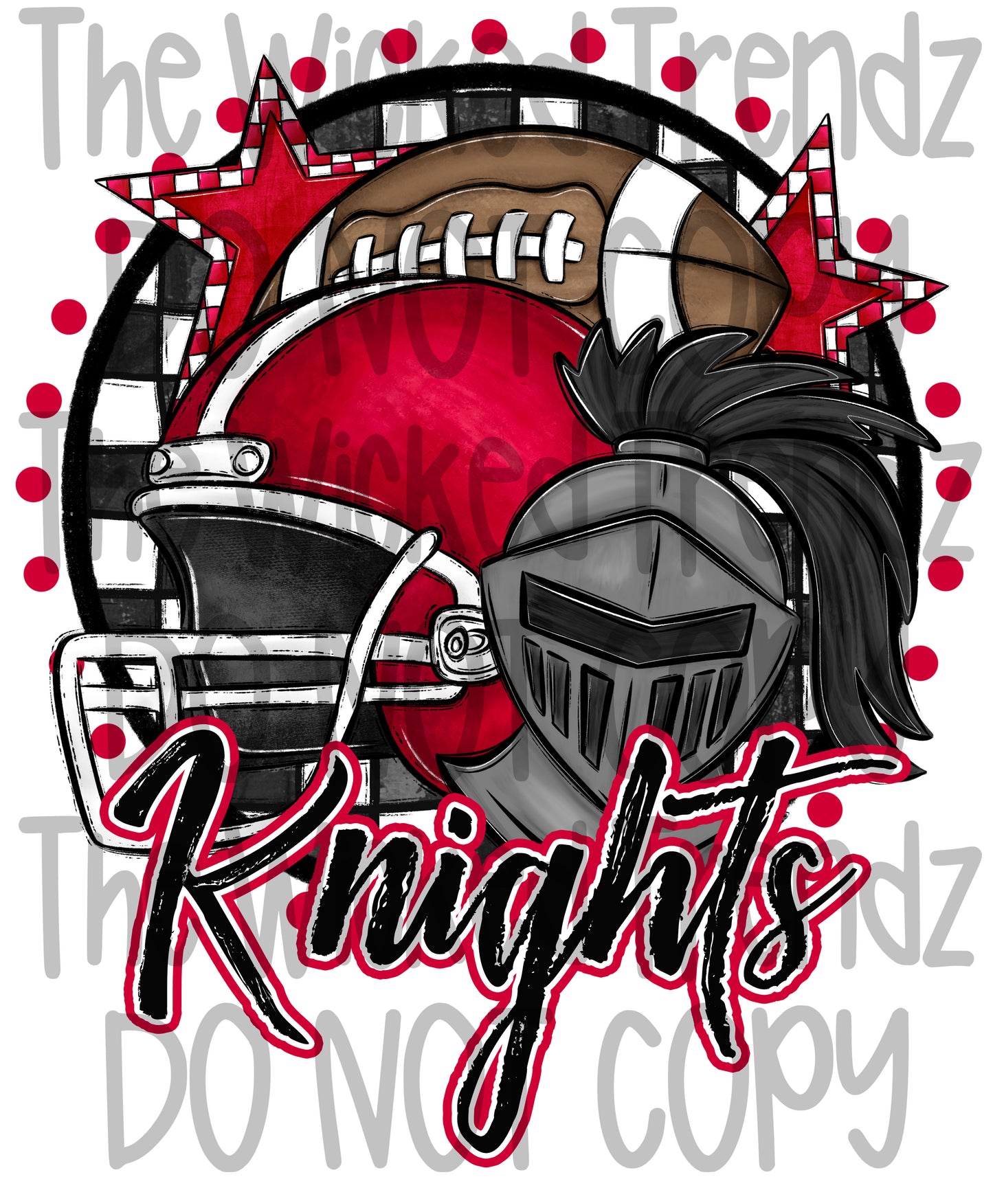 Knights Red Football Mascot Digital Design