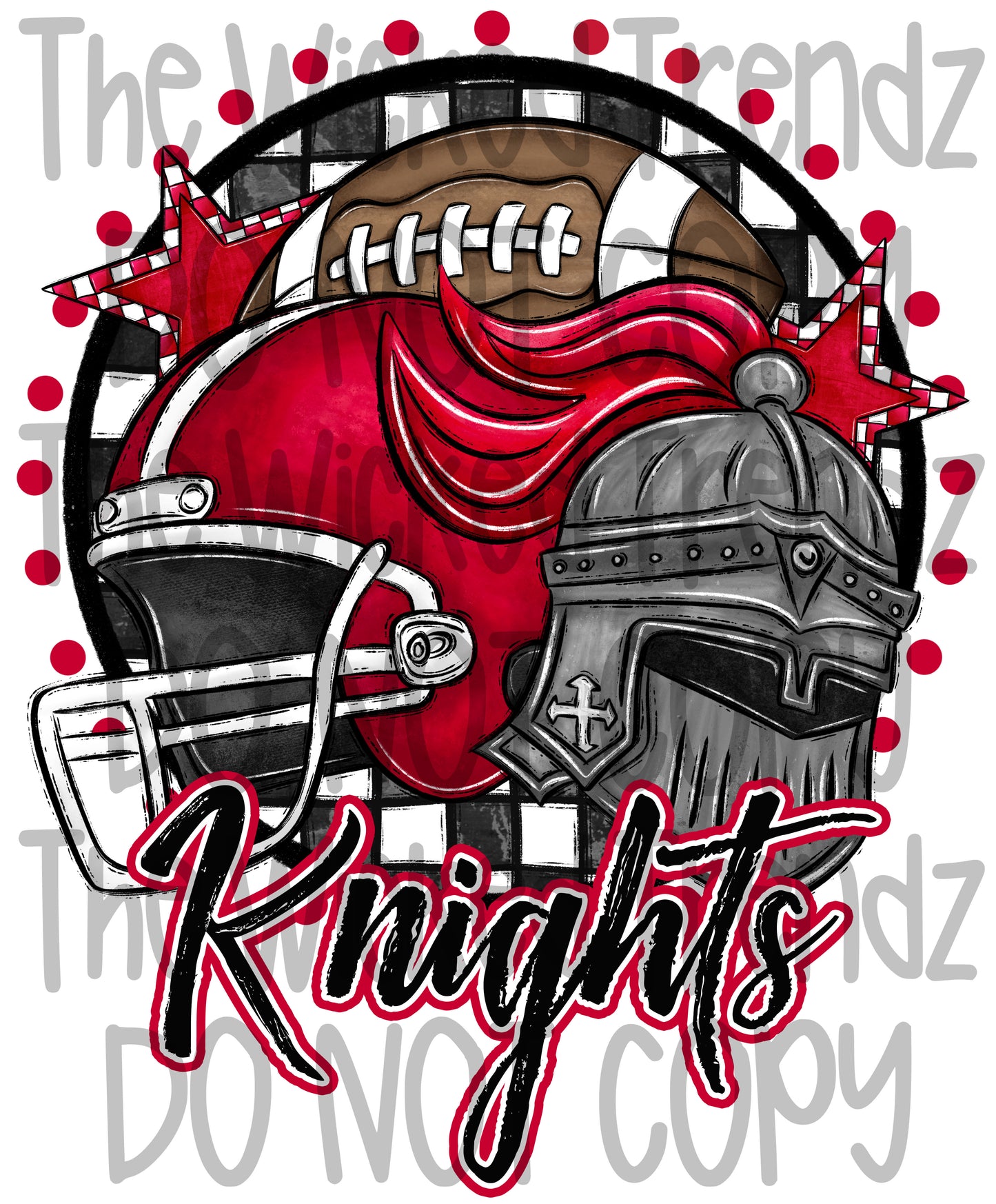 Knights Red Football Mascot Digital Design