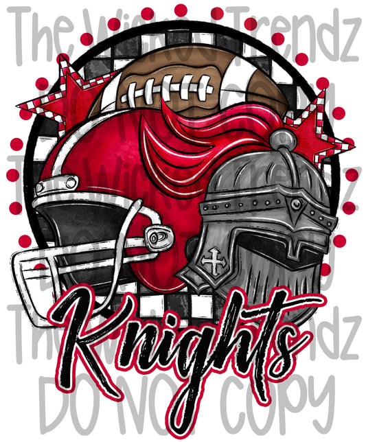 Knights Red Football Team Mascot Digital Design