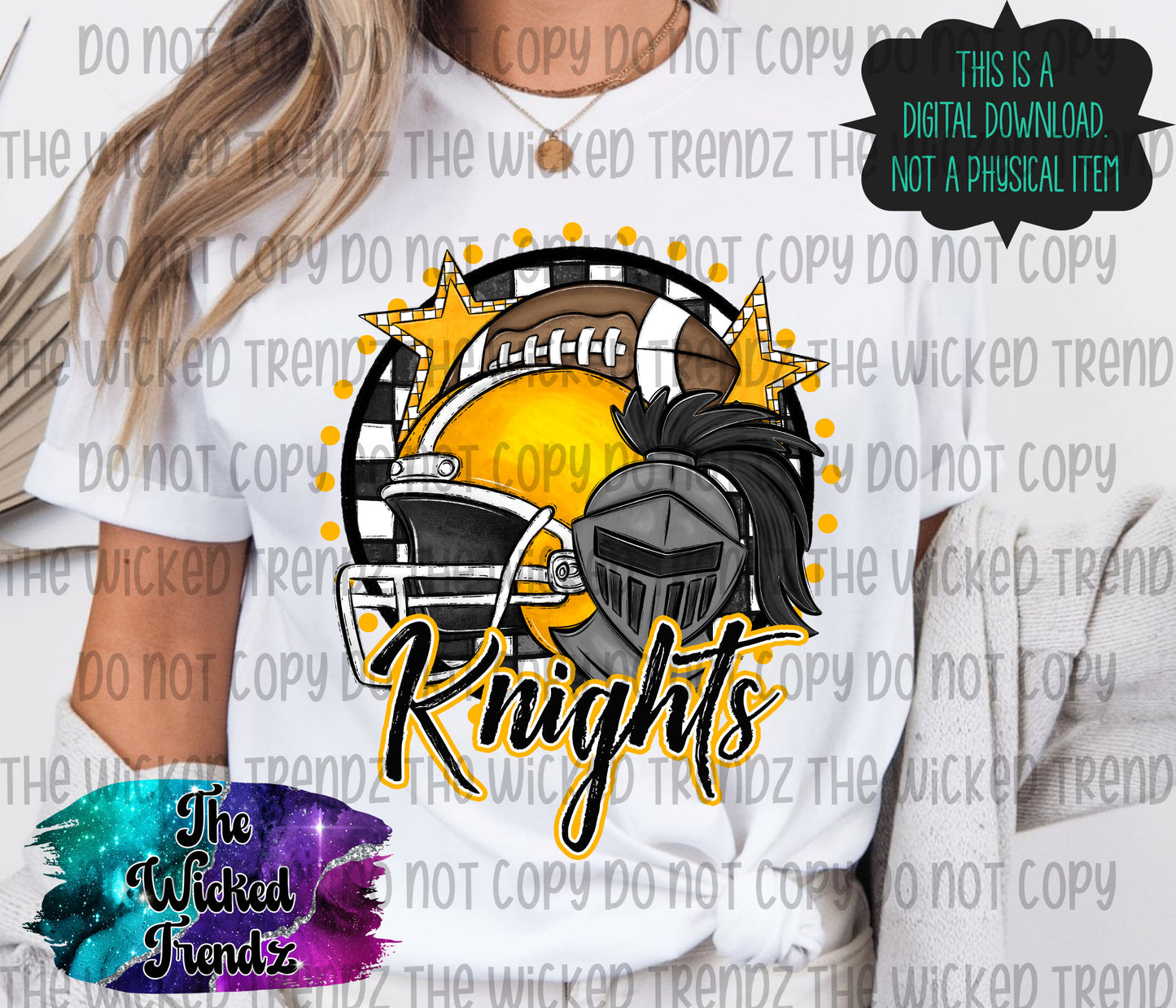 Knights Yellow Football Mascot Digital Design