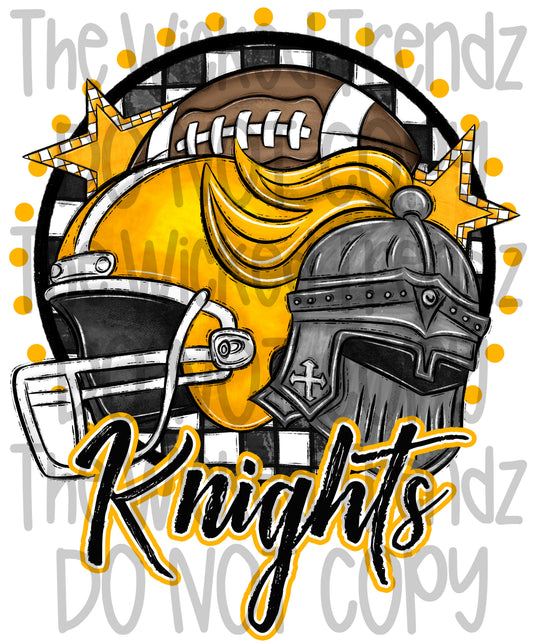Knights Yellow Football Team Mascot Digital Design