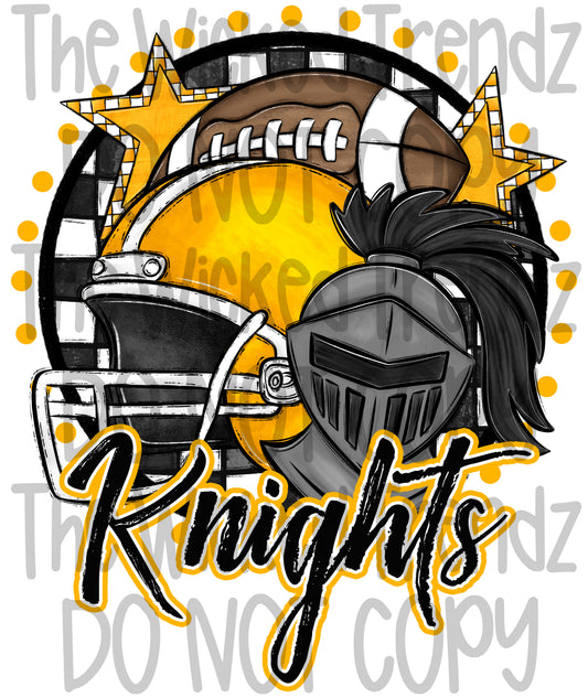 Knights Yellow Football Team Mascot Digital Design