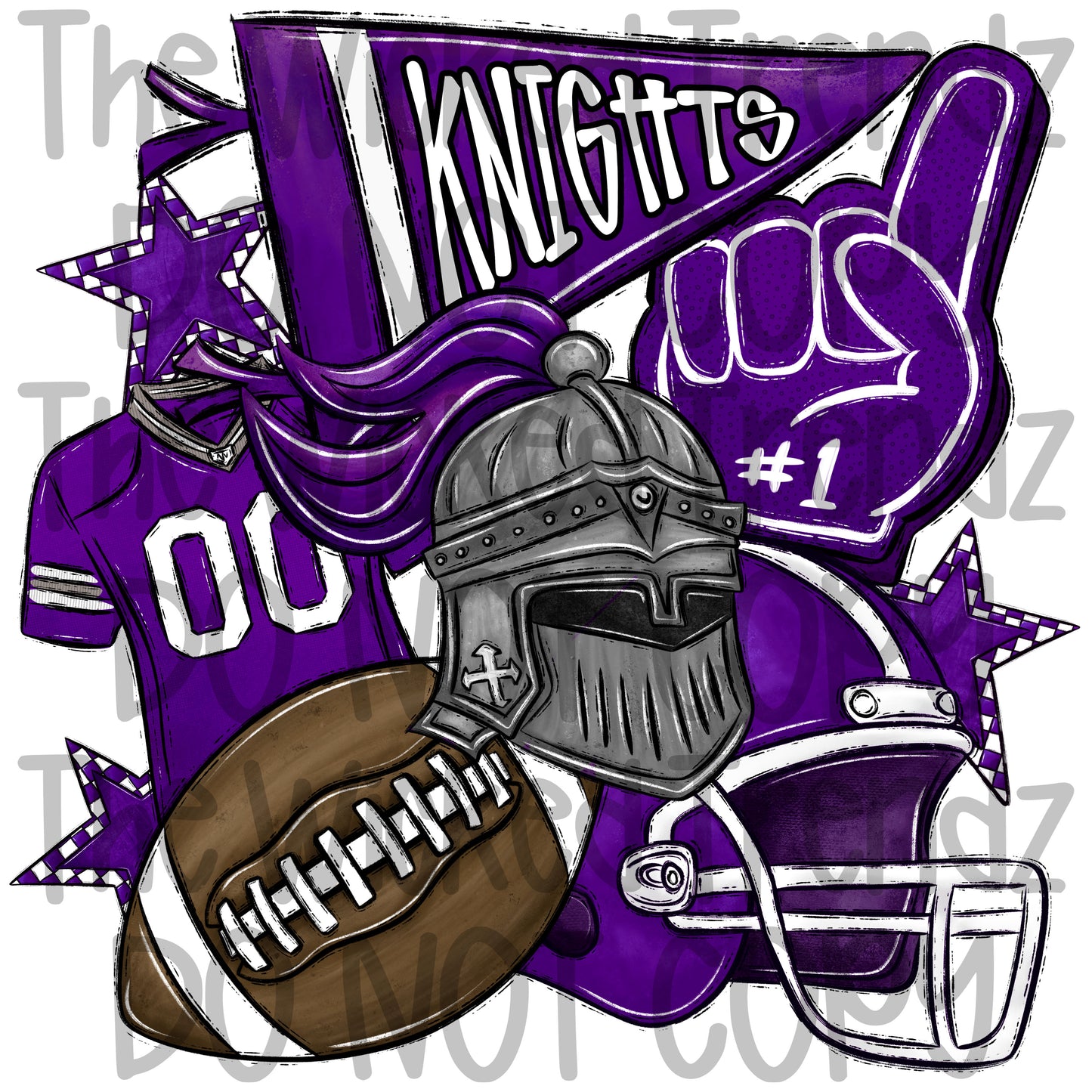 Knights Purple Football Mascot Digital Design
