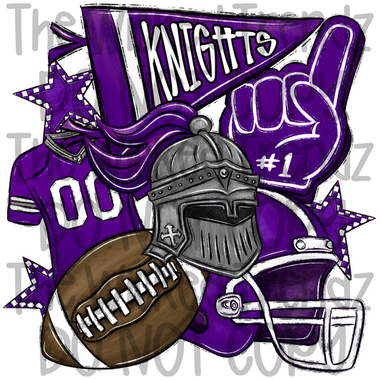 Knights Purple Football Team Mascot Digital Design