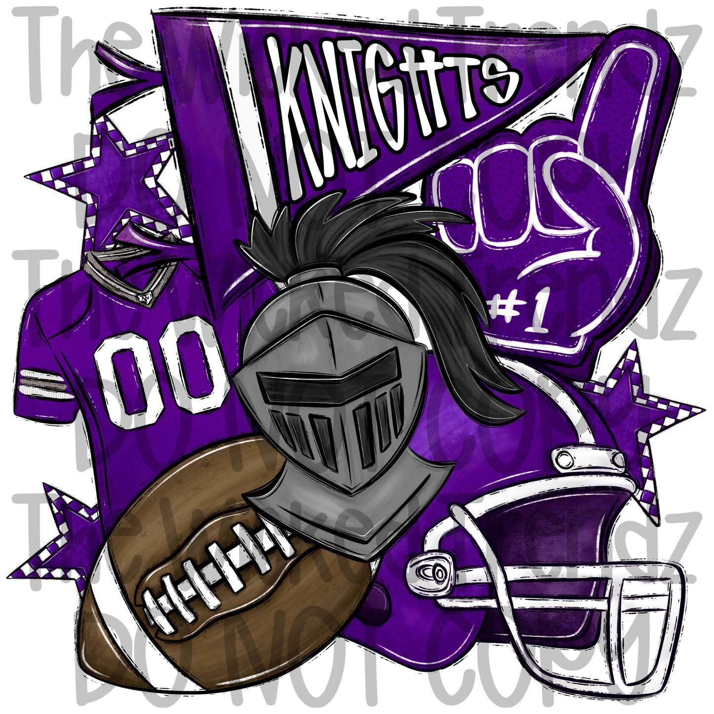 Knights Purple Football Mascot Digital Design