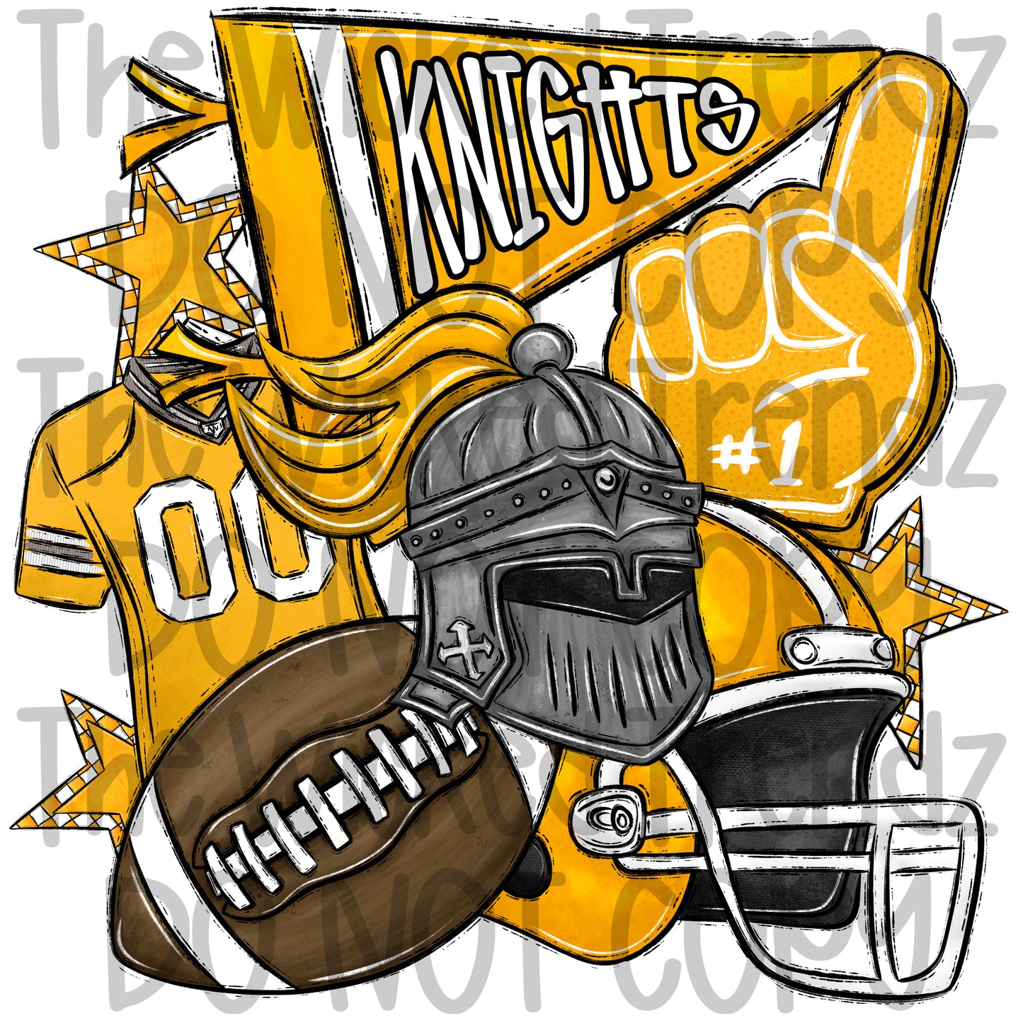 Knights Yellow Football Mascot Digital Design