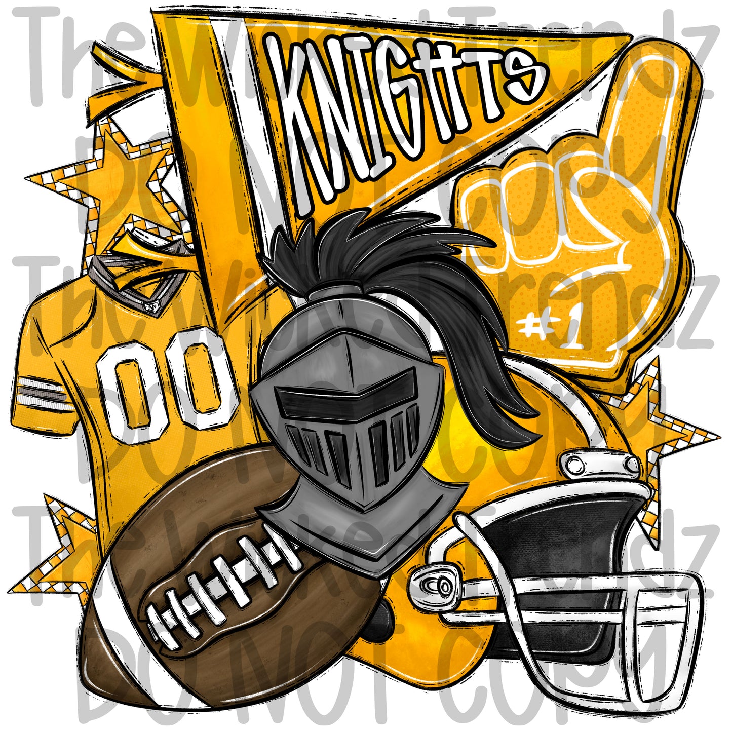 Knights Yellow Football Mascot Digital Design