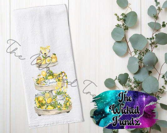 Lemon Tier Tray Lemon Kitchen Tea Towel Kitchen Towel Flour Sack Towel