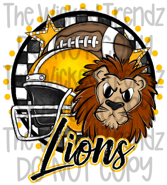 Lions Yellow Football Team Mascot Digital Design