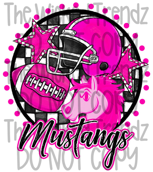 Mustangs Pink Out Football Cheer Team Mascot Digital Design October Awareness
